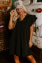 Load image into Gallery viewer, Mist Green Ruffle Sleeve V Neck Frilled Shift Dress
