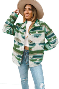 Multicolor Aztec Print Button Up Long Sleeve Jacket