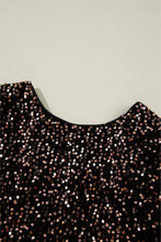 Load image into Gallery viewer, Chicory Coffee Sequin Long Sleeve Cutout Back Top
