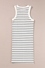 Load image into Gallery viewer, Black Stripe Ribbed Knit Tank Mini Dress
