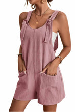Load image into Gallery viewer, Pink Adjustable Straps Pocketed Textured Romper
