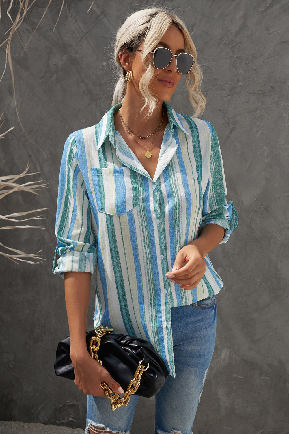 White Sweet Enough Striped Button Up Top