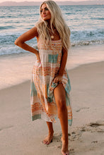 Load image into Gallery viewer, Multicolor Boho Patchwork Print Square Neck Sundress
