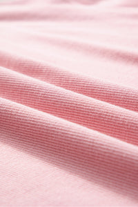 Pink Loose Drop Shoulder Ribbed Sweatshirt