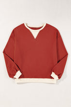 Load image into Gallery viewer, Red Clay Color Block Patch Drop Shoulder Oversized Sweatshirt
