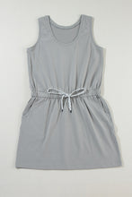 Load image into Gallery viewer, Gray Sleeveless Drawstring Waist Mini Dress
