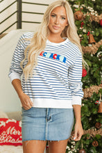 Load image into Gallery viewer, Blue Stripe Chenille FIRECRACKER Embroidered Sweatshirt
