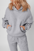 Load image into Gallery viewer, Gray Solid Exposed Seams Hoodie and Joggers Activewear Set
