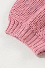 Load image into Gallery viewer, Pink Cable Knit Mixed Textured Short Sleeve Sweater
