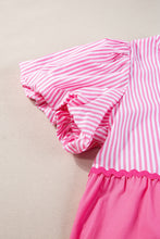 Load image into Gallery viewer, Pink Ricrac Block Accent Puff Short Sleeve Flowy Plus Dress
