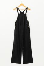 Load image into Gallery viewer, Black Solid Pocketed Loose Fit Corduroy Overall
