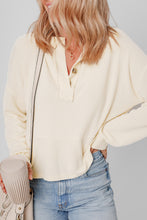 Load image into Gallery viewer, Apricot Corded Texture Lantern Sleeve Buttons Henley Sweatshirt
