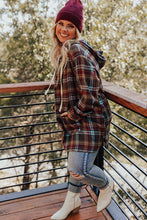 Load image into Gallery viewer, Green Plus Size Plaid Kangaroo Pocket Drawstring Hoodie
