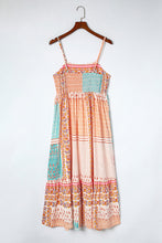 Load image into Gallery viewer, Multicolor Boho Patchwork Print Square Neck Sundress
