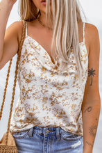 Load image into Gallery viewer, Beige Floral Print Drape Front Tank Top
