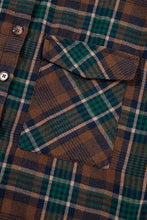 Load image into Gallery viewer, Brown Plaid Print Chest Pockets Buttoned Shirt Jacket
