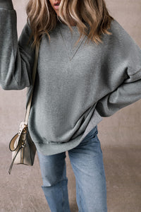 Medium Grey Side Split Drop Shoulder Oversized Top