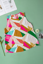 Load image into Gallery viewer, Multicolour Geometric Printed Pleated Shift Tank Top
