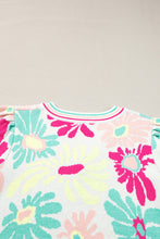 Load image into Gallery viewer, Multicolour Floral Print V Neck Short Sleeve Sweater
