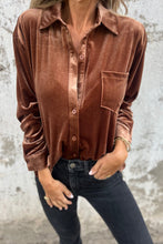 Load image into Gallery viewer, Chestnut Chest Pocket Velvet Shirt
