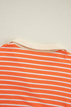 Load image into Gallery viewer, Orange Stripe Color Block Loose Fit Collared Drop Shoulder Sweatshirt
