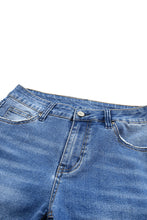 Load image into Gallery viewer, Sky Blue Acid Wash Roll-up Edge Bermuda Short Jeans
