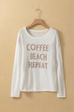 Load image into Gallery viewer, White COFFEE BEACH REPEAT Graphic Sweater
