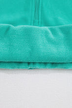 Load image into Gallery viewer, Sea Green Fleece Lined Zip Up Stand Collar Thumbhole Sleeve Sweatshirt
