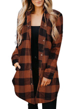 Load image into Gallery viewer, Green Turn-down Collar Plaid Shirt Coat
