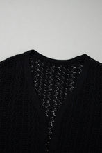 Load image into Gallery viewer, Black Hollow Out Knit Drop Shoulder Open Front Cardigan
