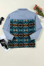 Load image into Gallery viewer, Blue Aztec Printed Denim Jacket
