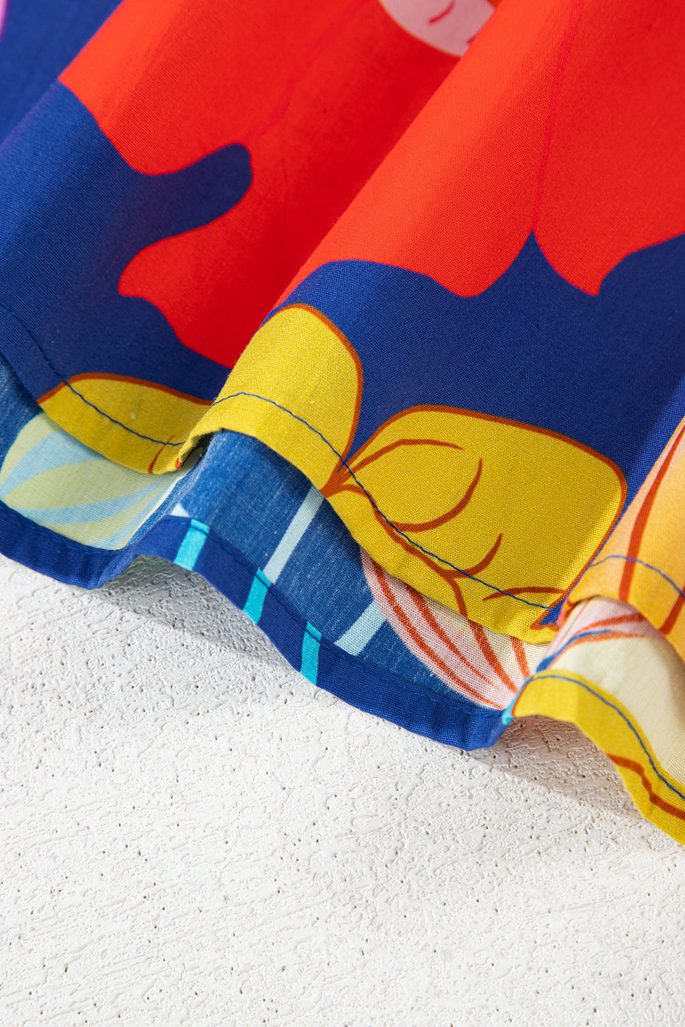 Rose Floral Print Split Neck Babydoll Dress