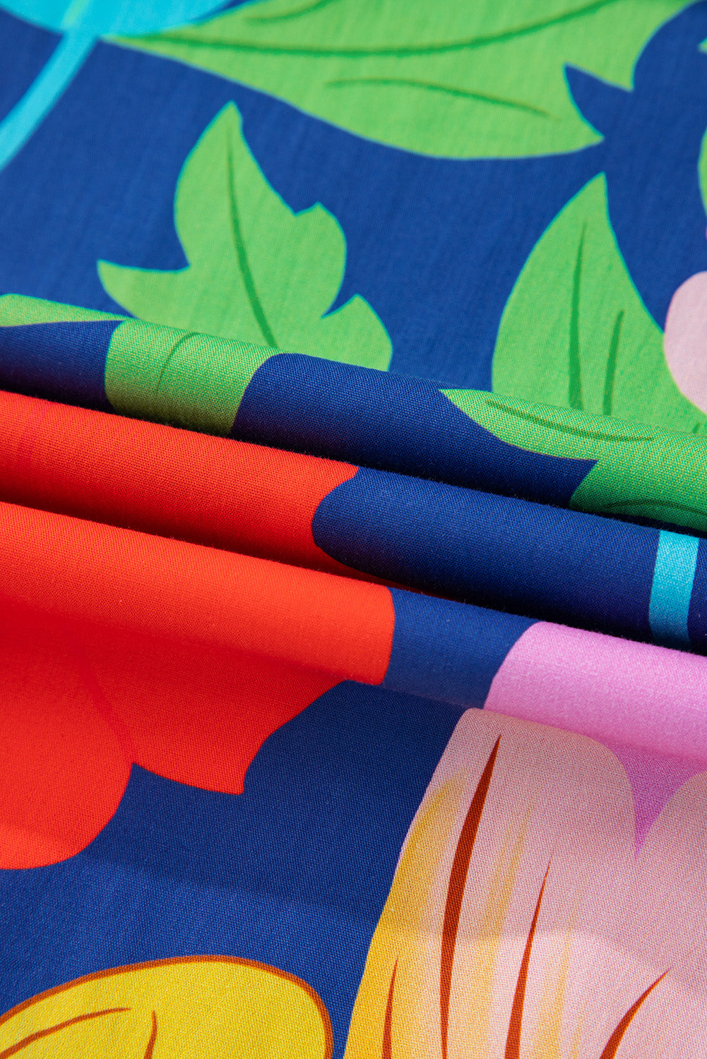 Rose Floral Print Split Neck Babydoll Dress