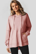 Load image into Gallery viewer, Light Pink Waffle Knit Fleece Lined High Low Oversized Hoodie
