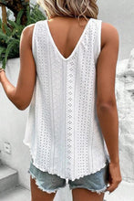 Load image into Gallery viewer, White Lace Crochet Splicing V Neck Loose Fit Tank Top
