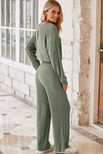 Load image into Gallery viewer, Laurel Green Solid Ribbed Knit Keyhole Back High Waist Jumpsuit
