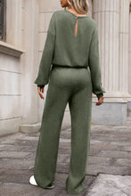 Load image into Gallery viewer, Laurel Green Solid Ribbed Knit Keyhole Back High Waist Jumpsuit
