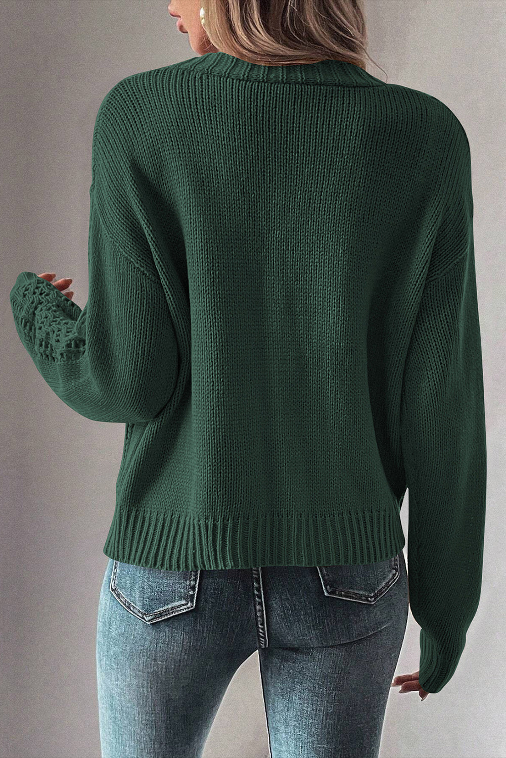 Canton Open Knit Drop Shoulder Sweater Cardigan