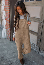 Load image into Gallery viewer, Khaki Flower Print Corduroy Overalls
