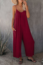 Load image into Gallery viewer, Fiery Red Spaghetti Straps Wide Leg Pocketed Jumpsuits
