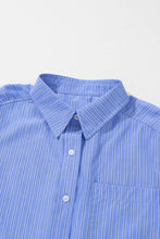 Load image into Gallery viewer, Blue Stripe Button Up Oversized Casual Shirt
