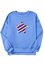 Load image into Gallery viewer, Sky Blue Sequin Trim Embroidered Star USA Pattern Sweatshirt
