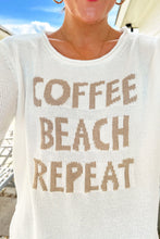 Load image into Gallery viewer, White COFFEE BEACH REPEAT Graphic Sweater
