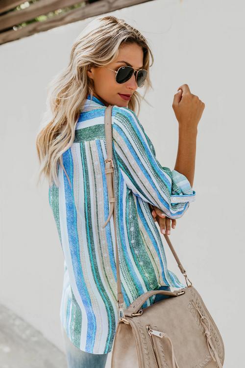 White Sweet Enough Striped Button Up Top