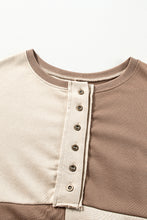 Load image into Gallery viewer, Parchment Colorblock Henley High Low Oversize Sweatshirt
