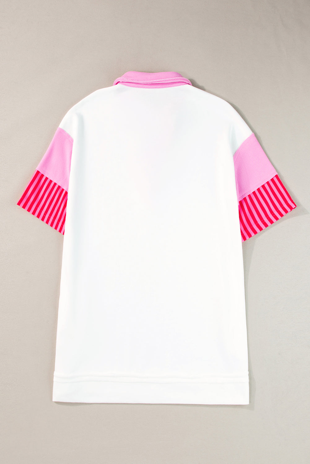 Pink Stripe Colorblock Patchwork Short Sleeve T Shirt Dress