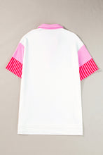 Load image into Gallery viewer, Pink Stripe Colorblock Patchwork Short Sleeve T Shirt Dress
