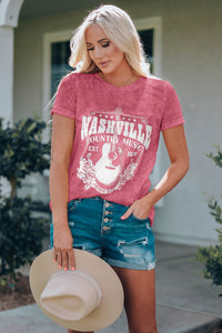 Gray Nashville Music City Graphic Mineral Washed Tee