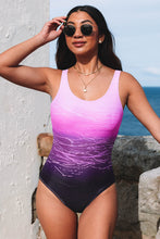 Load image into Gallery viewer, Purple Gradient Criss Cross Back One Piece Swimsuit
