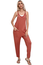 Load image into Gallery viewer, Gold Flame Side Pockets Harem Pants Sleeveless V Neck Jumpsuit
